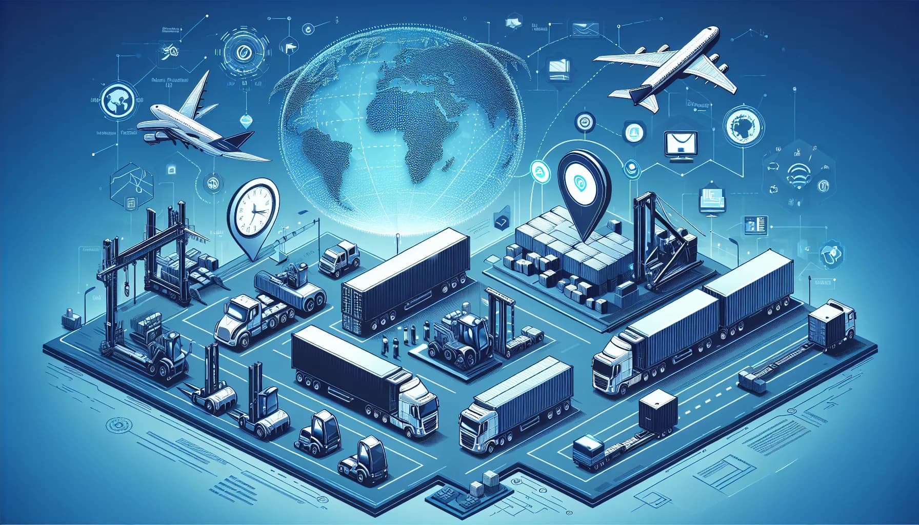 Illustration for Asset Tracking with M2M: Real-Time Location and Condition Monitoring - Logistics and Fleet Management concept visualization