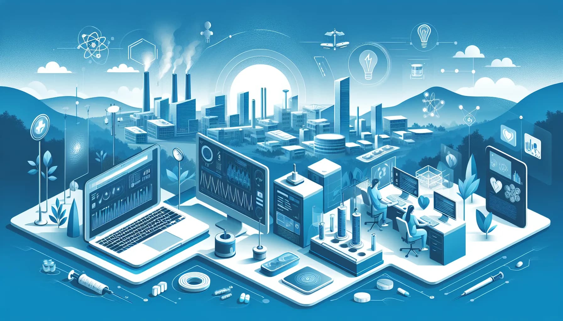 Illustration for M2M for Drug Supply Chain Tracking and Cold Chain Monitoring - Healthcare and Remote Monitoring concept visualization