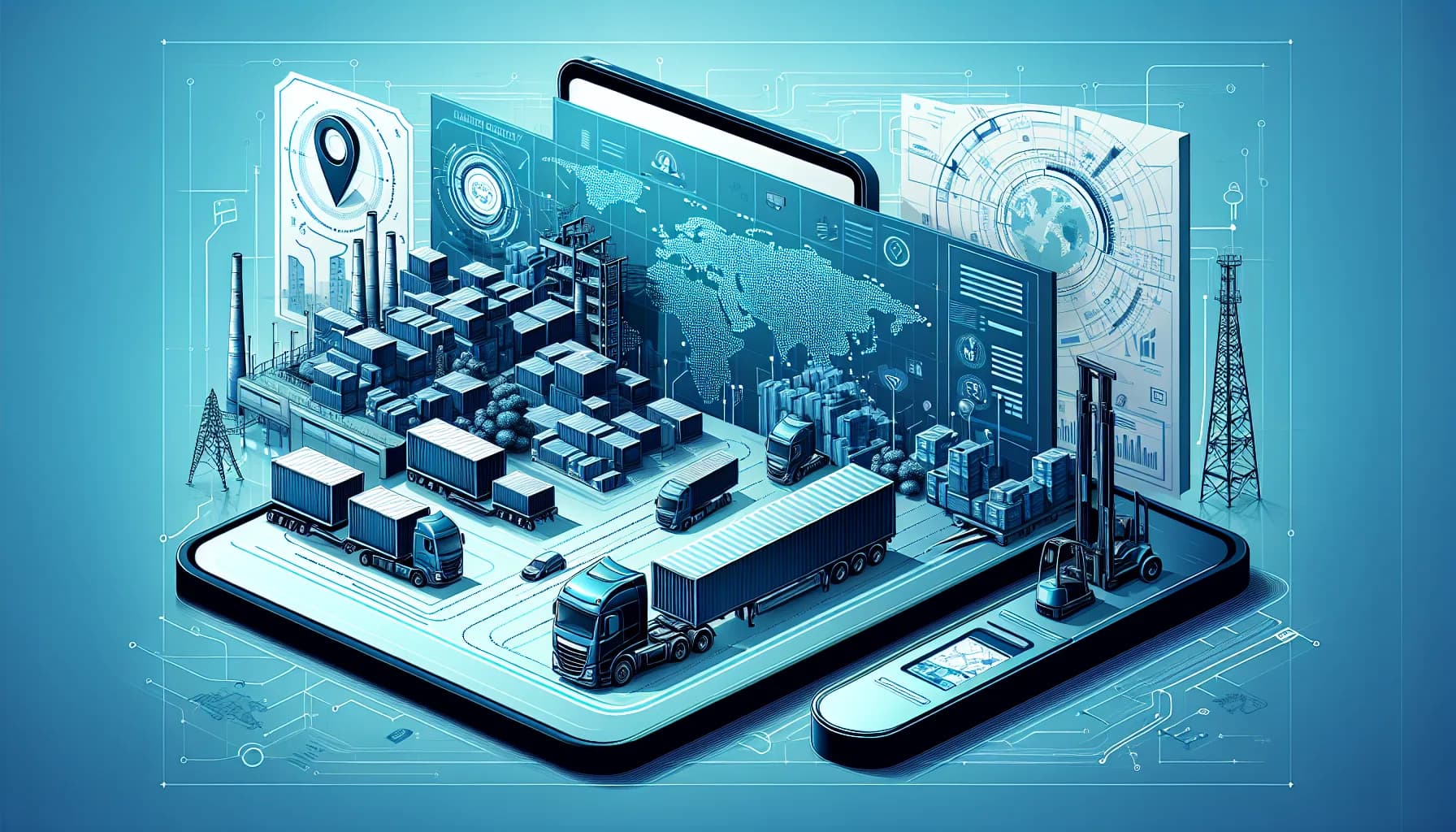 Illustration for M2M in Last-Mile Delivery: Improving Efficiency - Logistics and Fleet Management concept visualization
