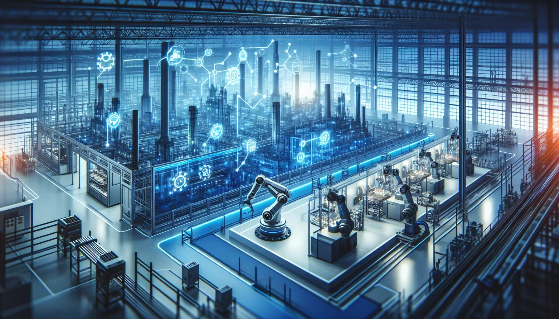 Illustration for Machine Monitoring with M2M: Real-Time Equipment Health Tracking - Industry 4.0 and Manufacturing concept visualization