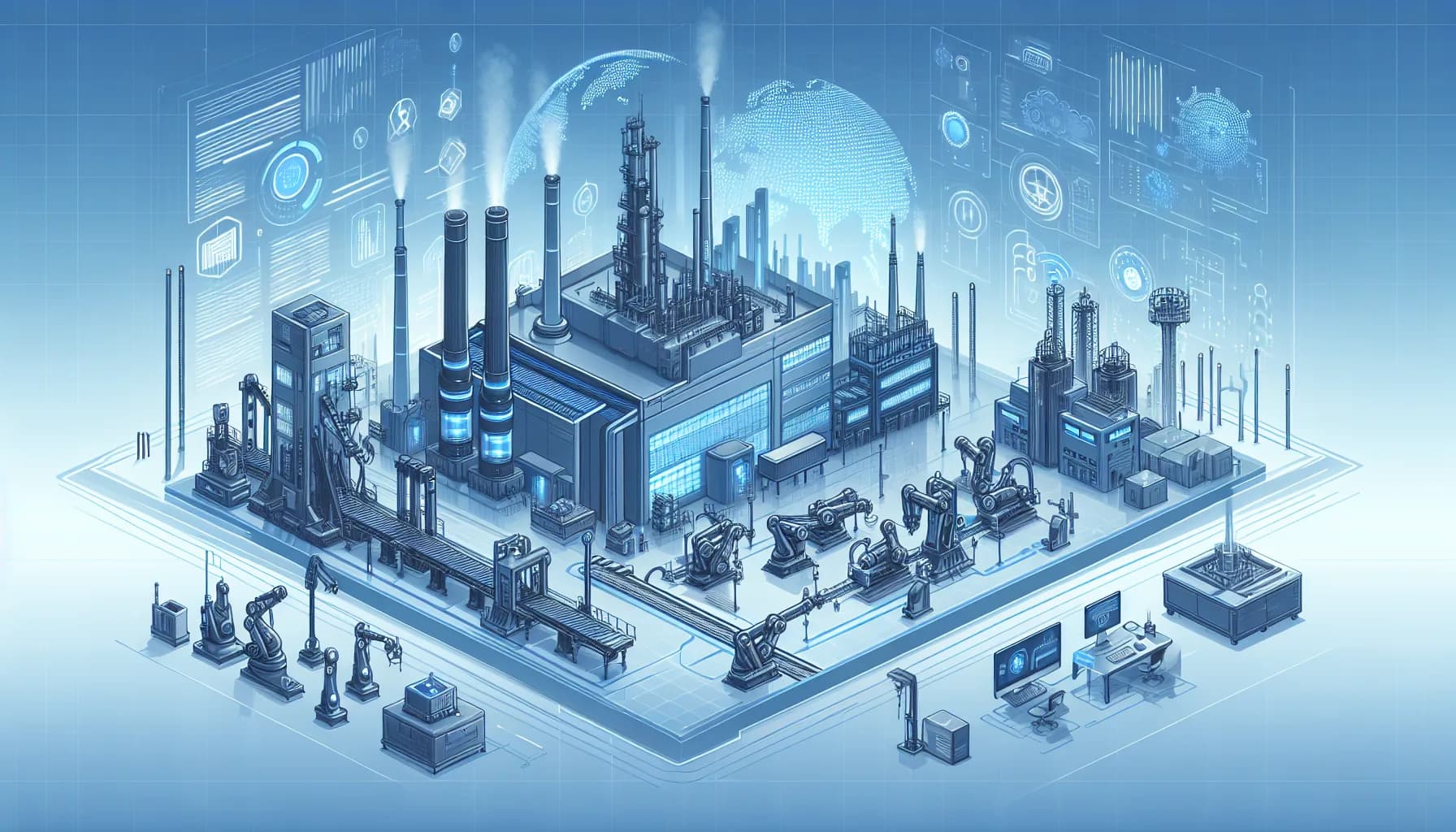 Illustration for Predictive Maintenance with M2M: Reducing Downtime and Costs - Industry 4.0 and Manufacturing concept visualization