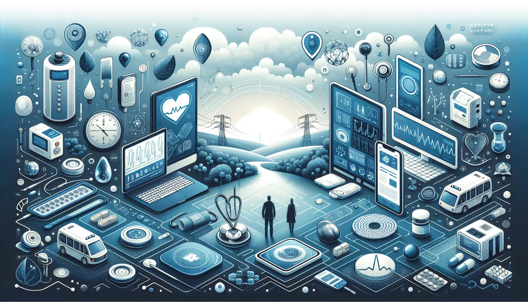 Illustration for Telemedicine and M2M: How Connected Devices Are Changing Care - Healthcare and Remote Monitoring concept visualization