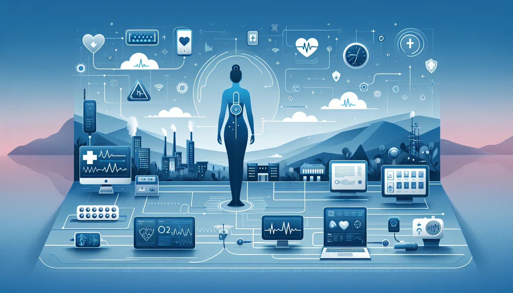 Illustration for Wearable M2M Devices: Real-Time Vital Signs Monitoring - Healthcare and Remote Monitoring concept visualization