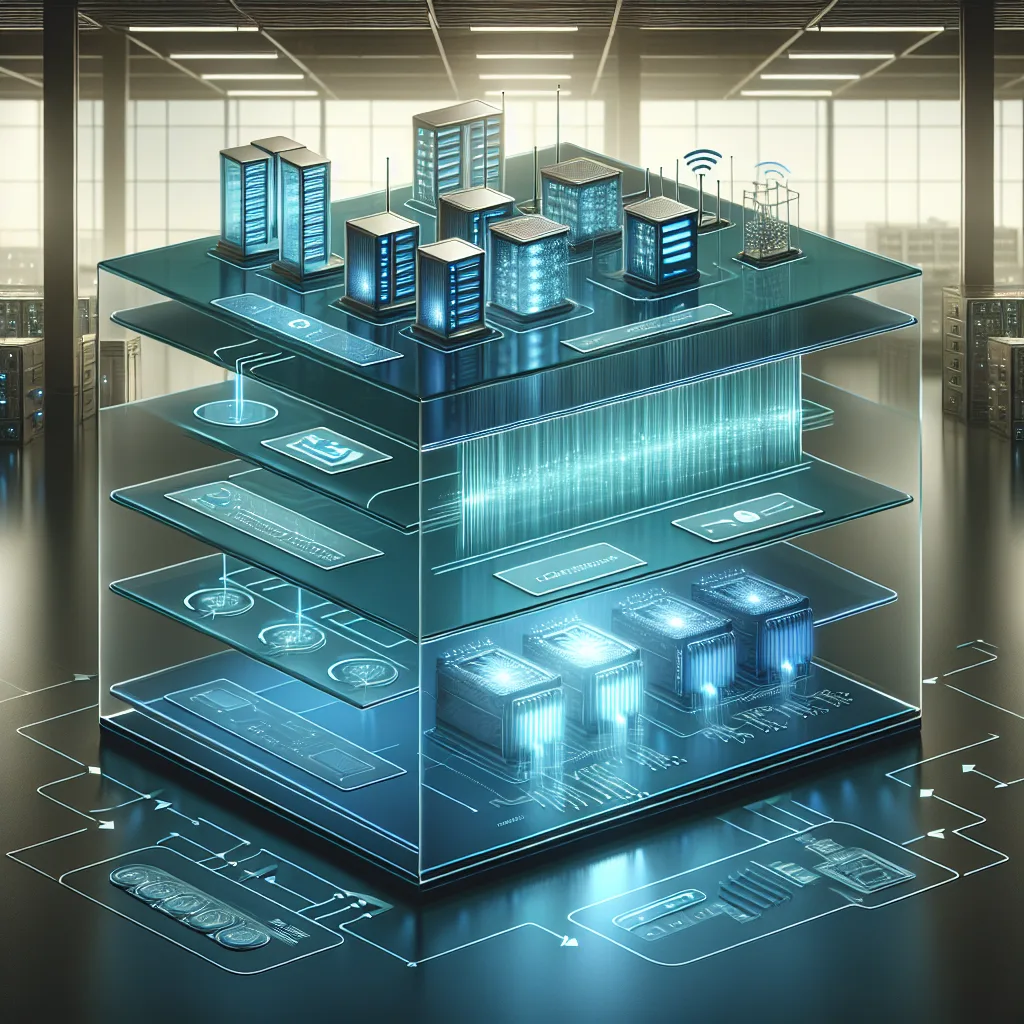 Four-layer M2M system architecture diagram with devices, networks, data processing, and applications connected by cyan arrows