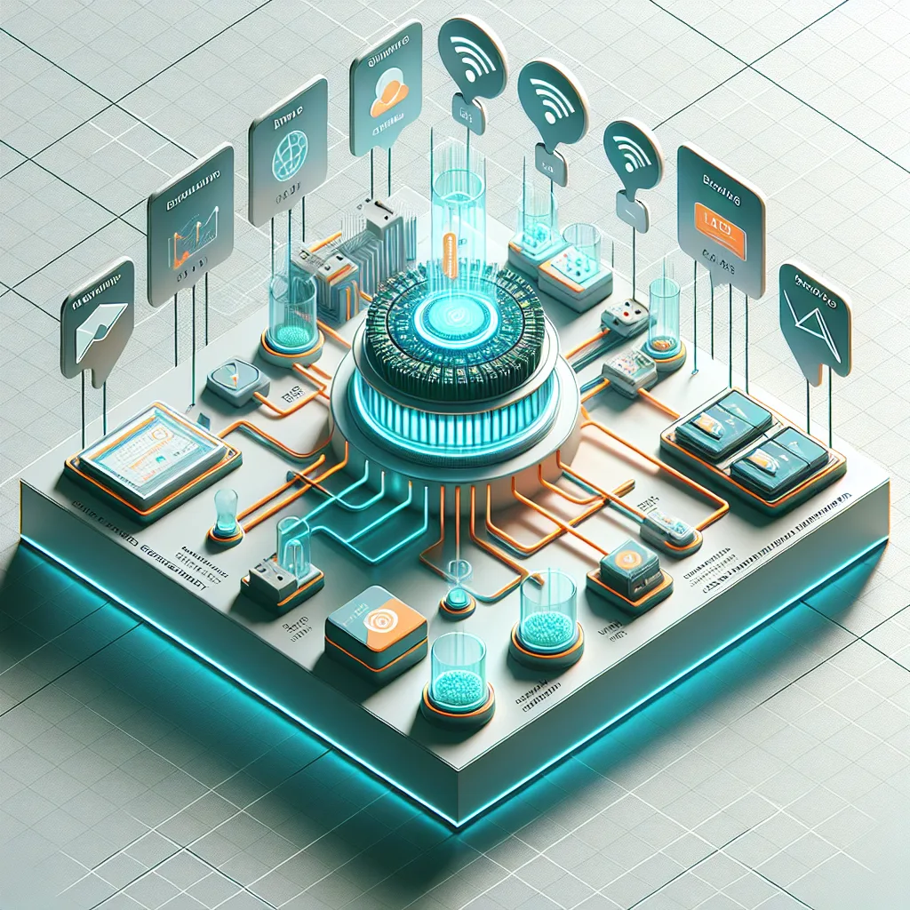 Isometric diagram of M2M data pipeline with edge computing node processing sensor data streams to multiple notification channels
