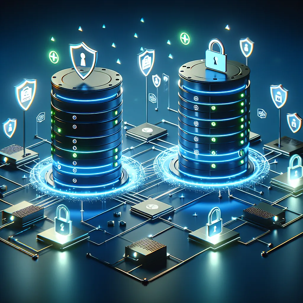 3D visualization of OAuth 2.0 flow with server towers connected by glowing encrypted data streams and floating security icons